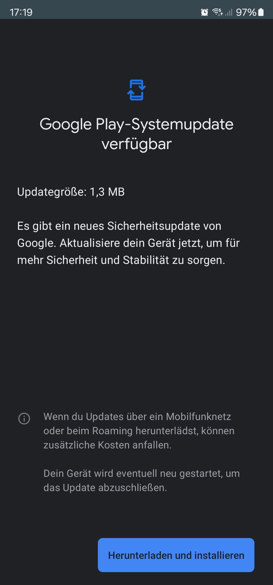 Neues Google Play Systemupdate